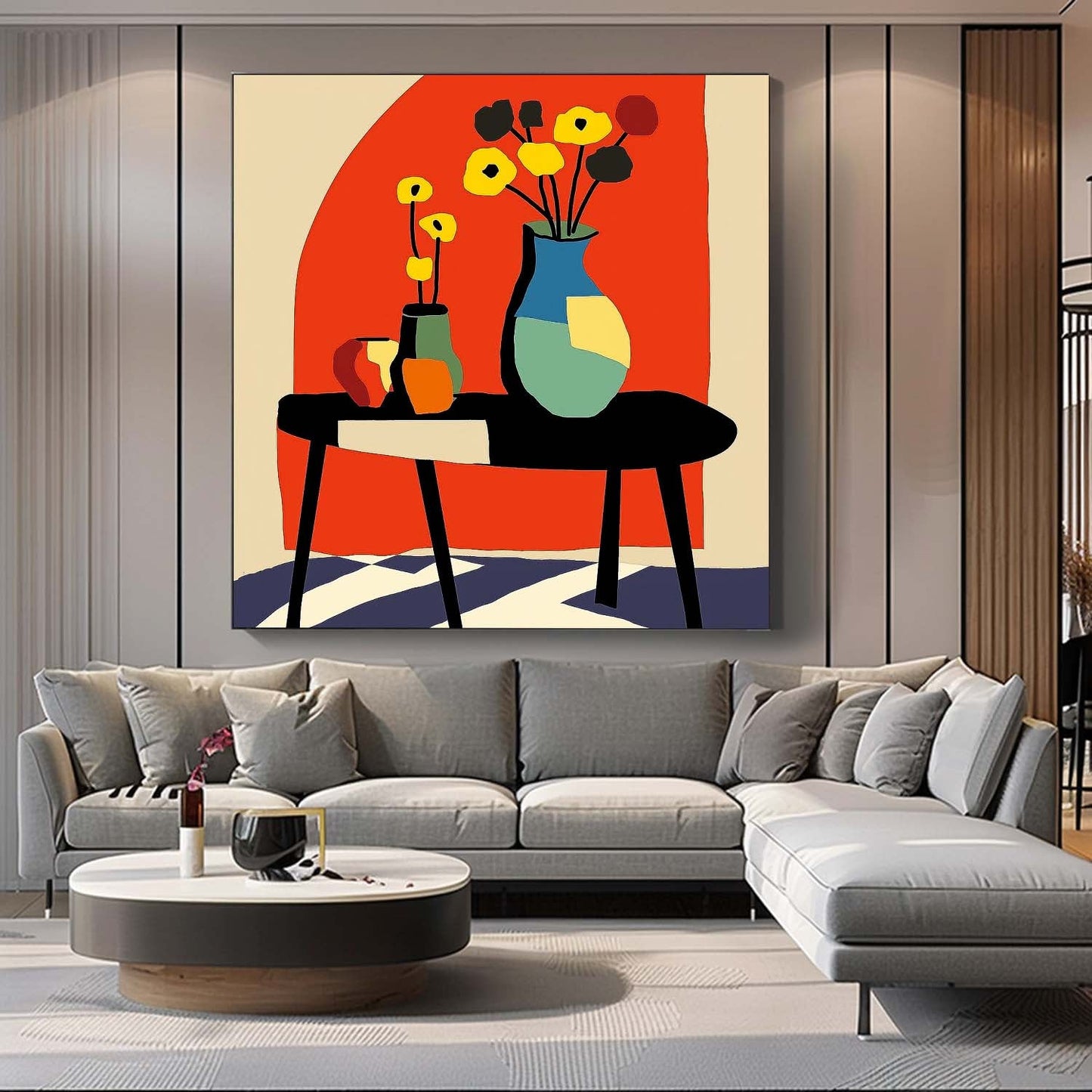 Colorful Flower Still Life Oil Painting for Home Decor and Modern Art Enthusiasts