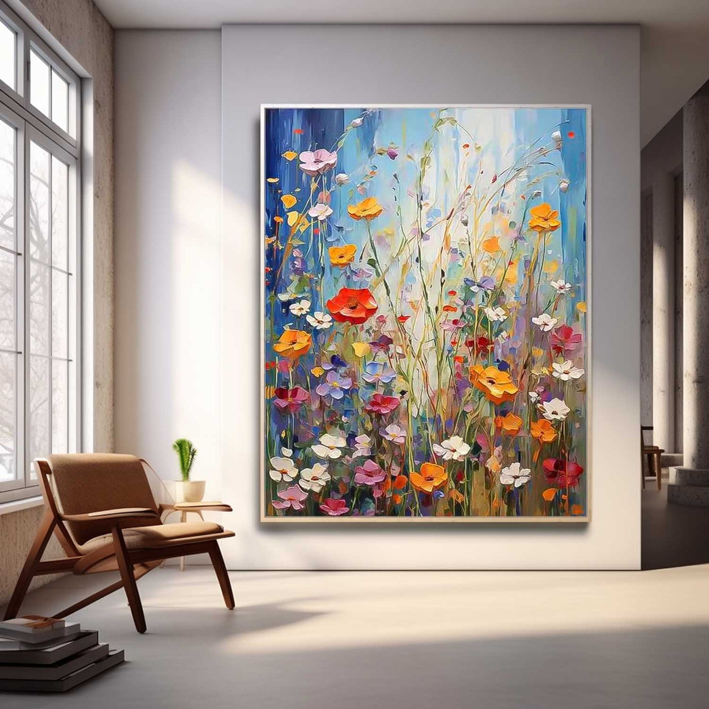 Vibrant Floral Oil Painting for Colorful Home Decor and Artistic Wall Art