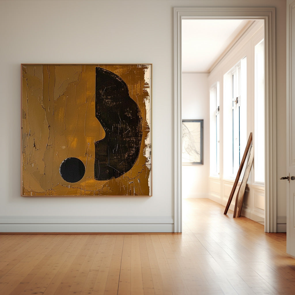 Abstract Minimalist Oil Painting with Geometric Shapes for Modern Decor