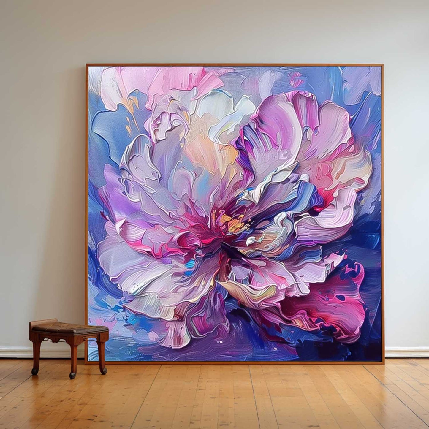 Vibrant Floral Oil Painting - Abstract Art for Home Decor and Elegant Gift