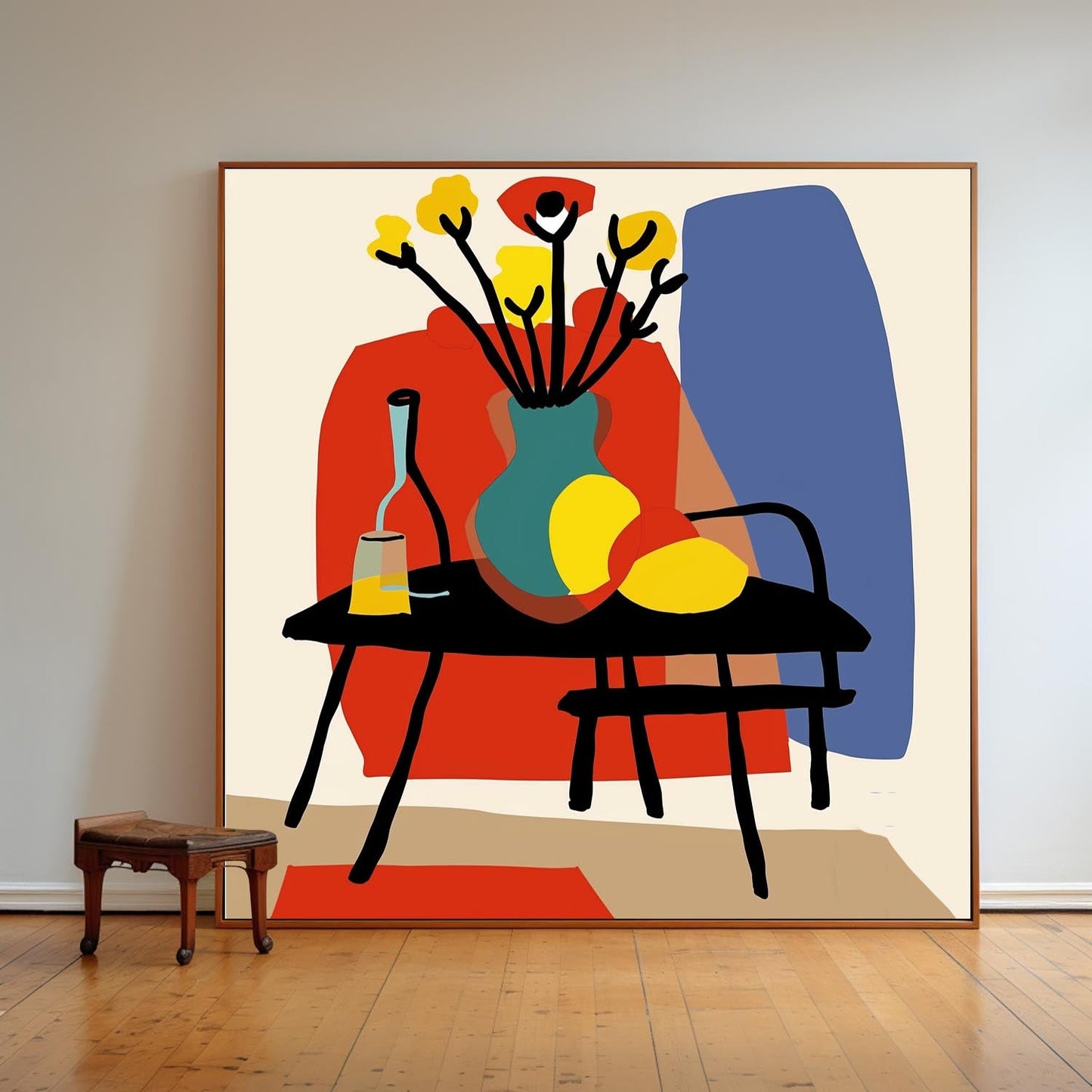 Vibrant Flower Still Life in Colorful Vase – Modern Canvas Painting