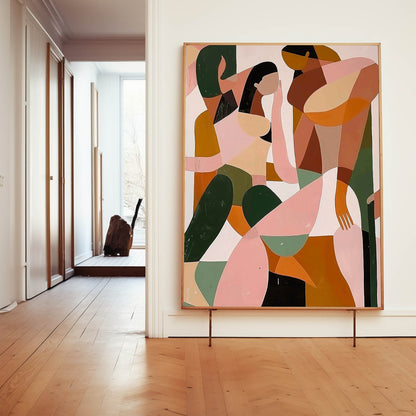 Colorful Abstract Oil Painting of Figures for Modern Home Decor