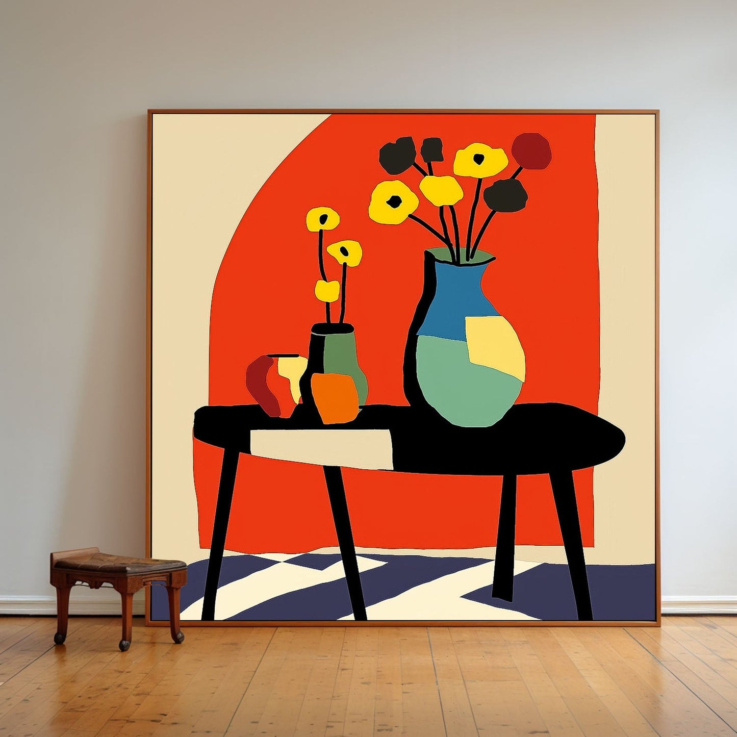 Colorful Flower Still Life Oil Painting for Home Decor and Modern Art Enthusiasts