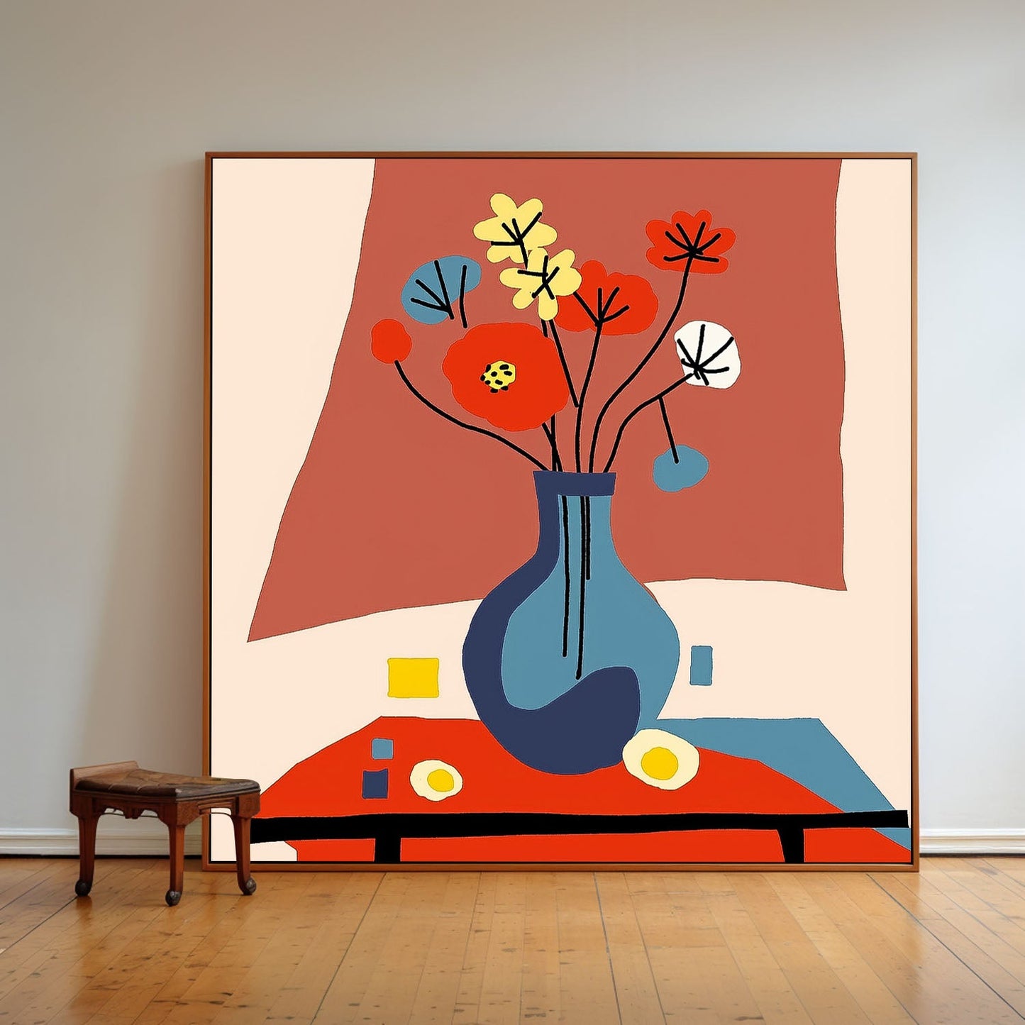 Vibrant Floral Still Life Oil Painting for Colorful Home Decor