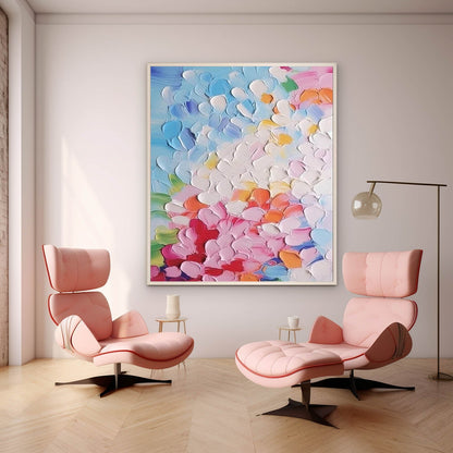 Vibrant Floral Abstract Oil Painting for Modern Home Decor