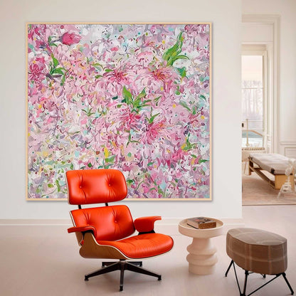 Vibrant Pink Floral Canvas Art for Elegant Home Decor
