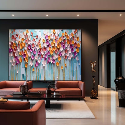 Vibrant Flower Oil Painting for Home Decor | Colorful Floral Canvas Art