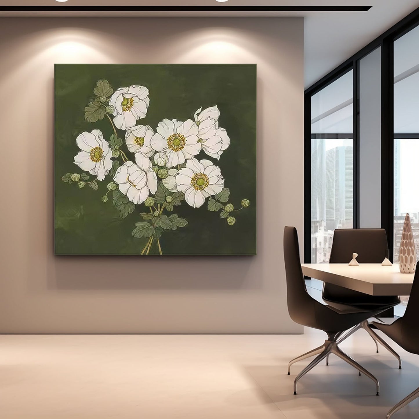 Elegant White Flower Oil Painting for Floral Home Décor