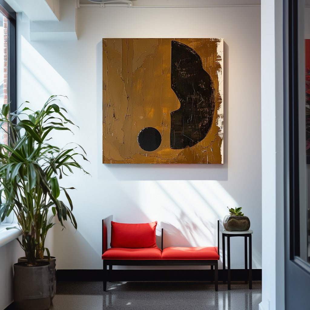 Abstract Minimalist Oil Painting with Geometric Shapes for Modern Decor