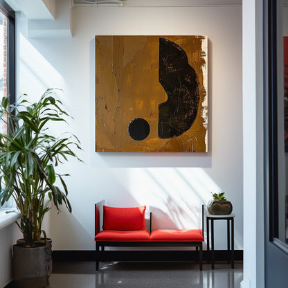 Abstract Minimalist Oil Painting with Geometric Shapes for Modern Decor