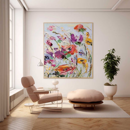 Vibrant Floral Oil Painting for Colorful Home Decor and Art Lovers