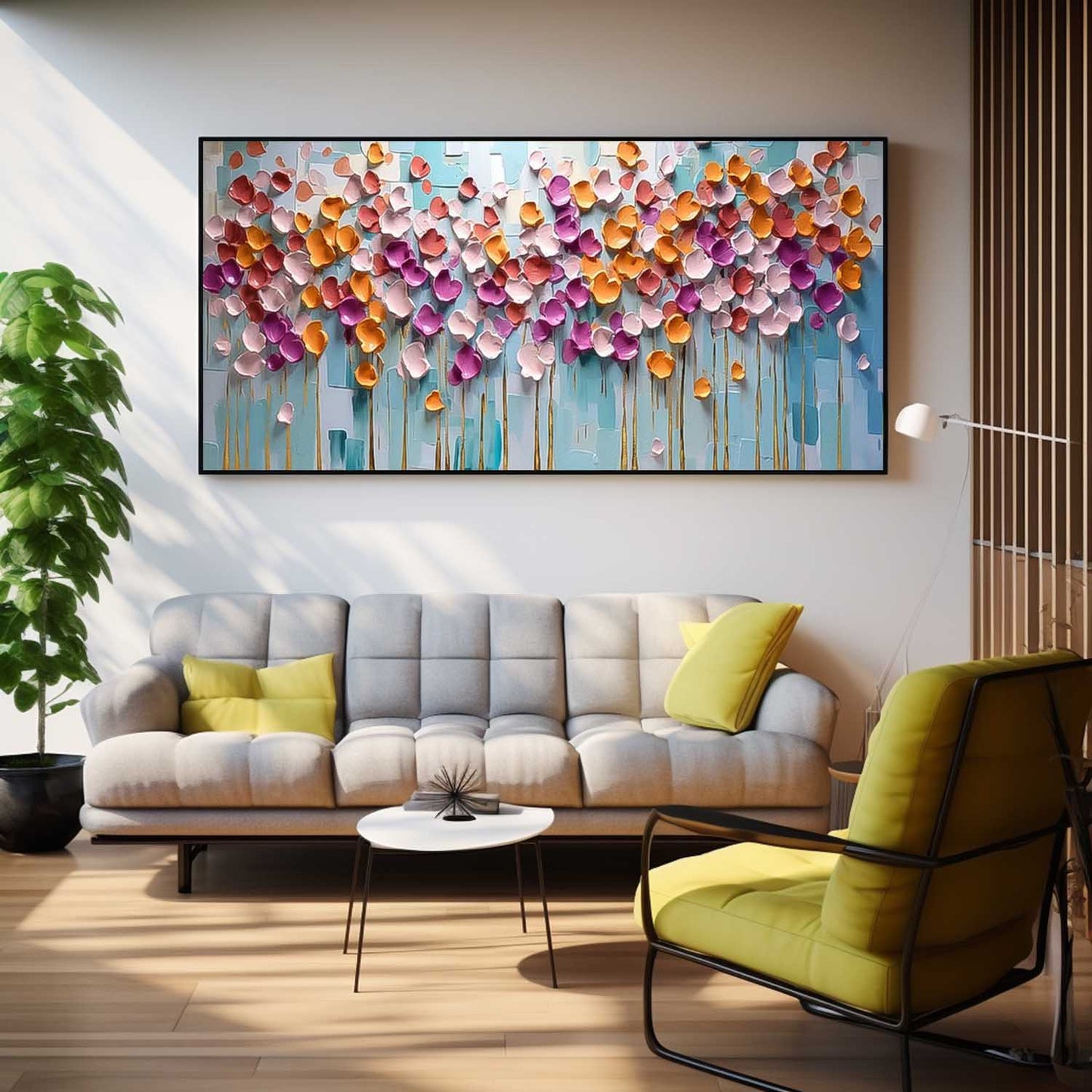 Vibrant Flower Oil Painting for Home Decor | Colorful Floral Canvas Art