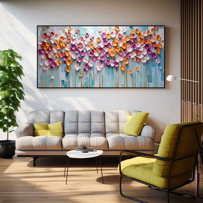 Vibrant Flower Oil Painting for Home Decor | Colorful Floral Canvas Art