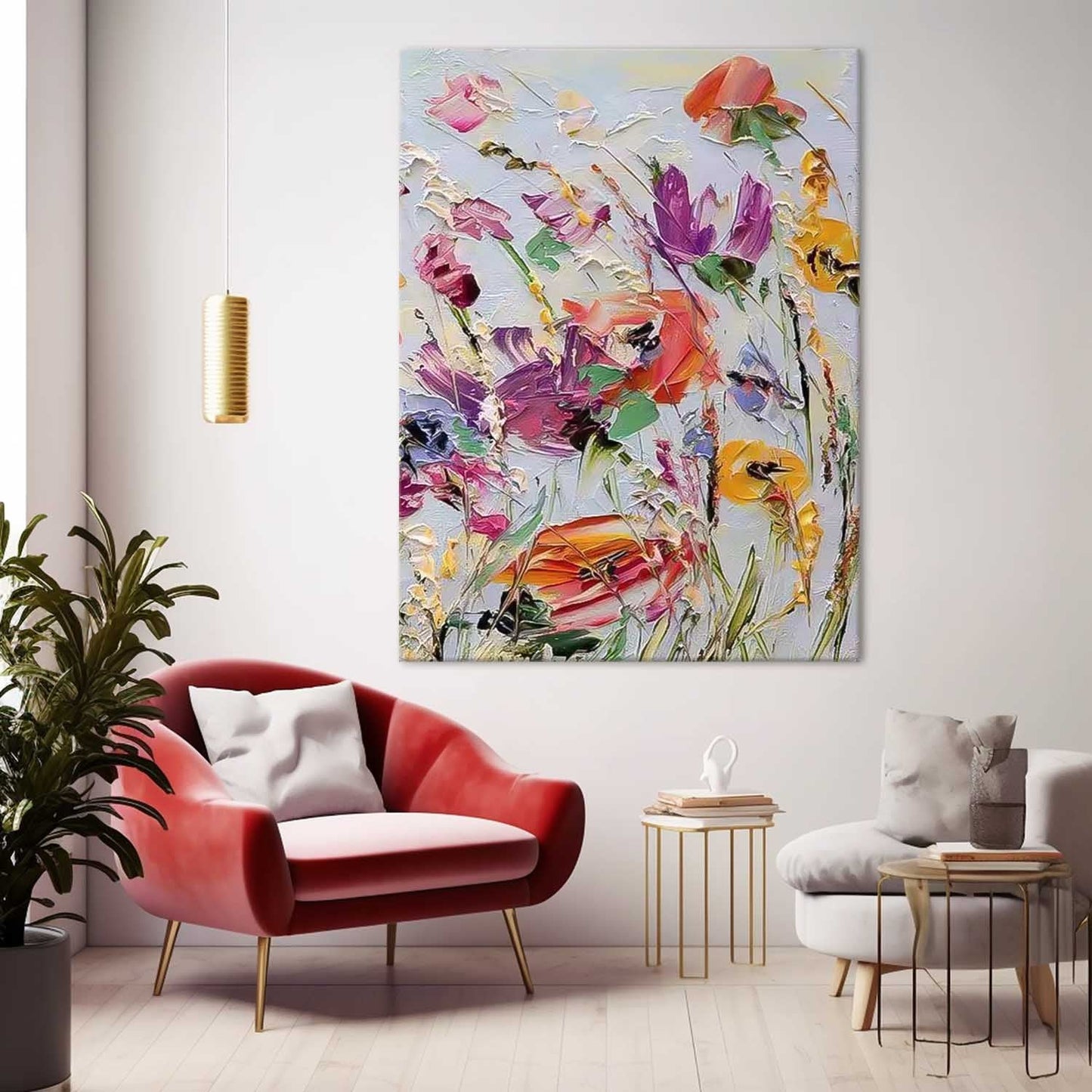 Vibrant Floral Oil Painting for Colorful Home Decor and Art Lovers