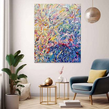 Vibrant Abstract Floral Oil Painting for Colorful Home Decor