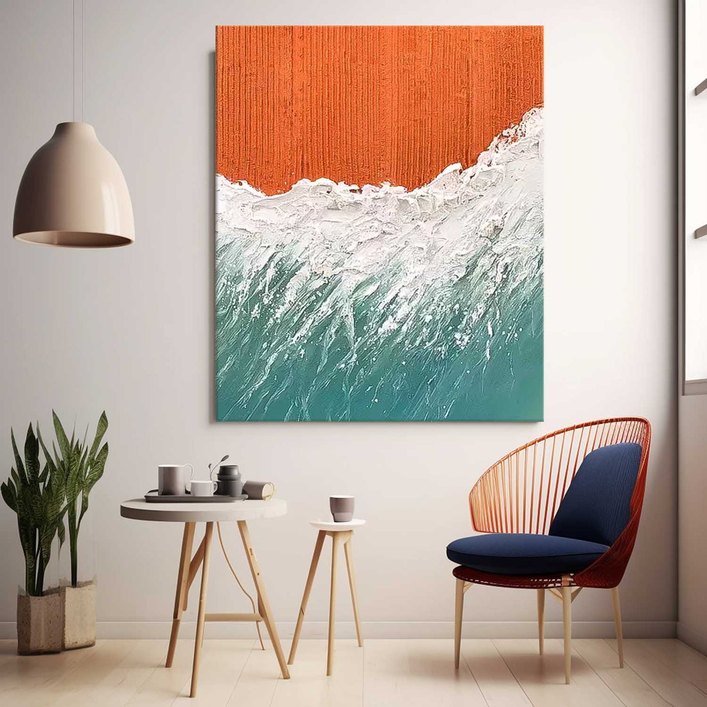 Stunning Beach Waves Oil Painting for Coastal Home Decor