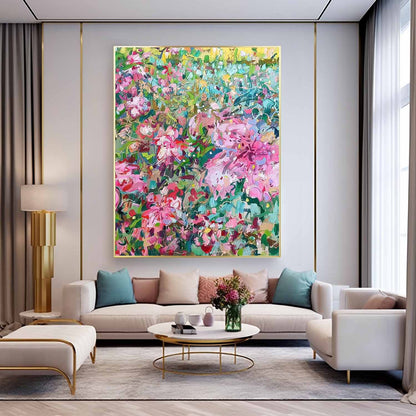 Vibrant Floral Oil Painting for Home Decor and Wall Art Aesthetic