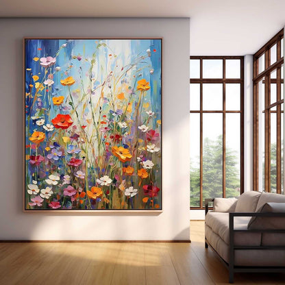 Vibrant Floral Oil Painting for Colorful Home Decor and Artistic Wall Art
