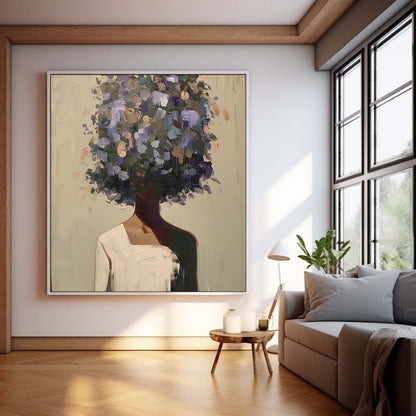 Abstract Floral Portrait Oil Painting for Modern Home Decor