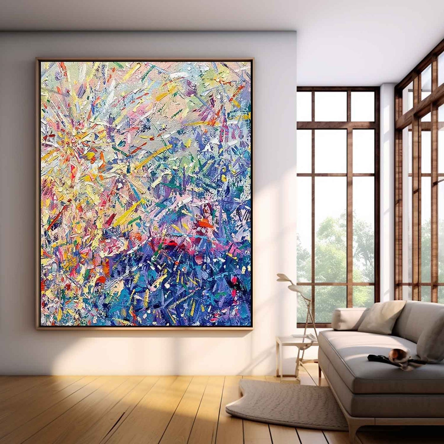 Vibrant Abstract Floral Oil Painting for Colorful Home Decor