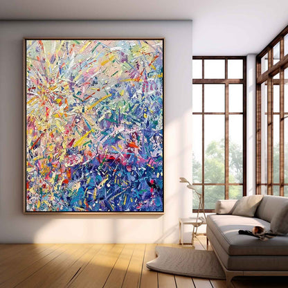 Vibrant Abstract Floral Oil Painting for Colorful Home Decor