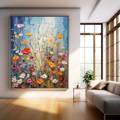 Vibrant Floral Oil Painting for Colorful Home Decor and Artistic Wall Art