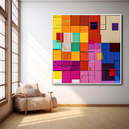 Vibrant Abstract Geometric Canvas Art for Modern Home Decor and Unique Wall Aesthetic