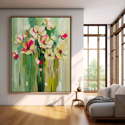 Vibrant Floral Oil Painting for Modern Home Decor and Art Lovers
