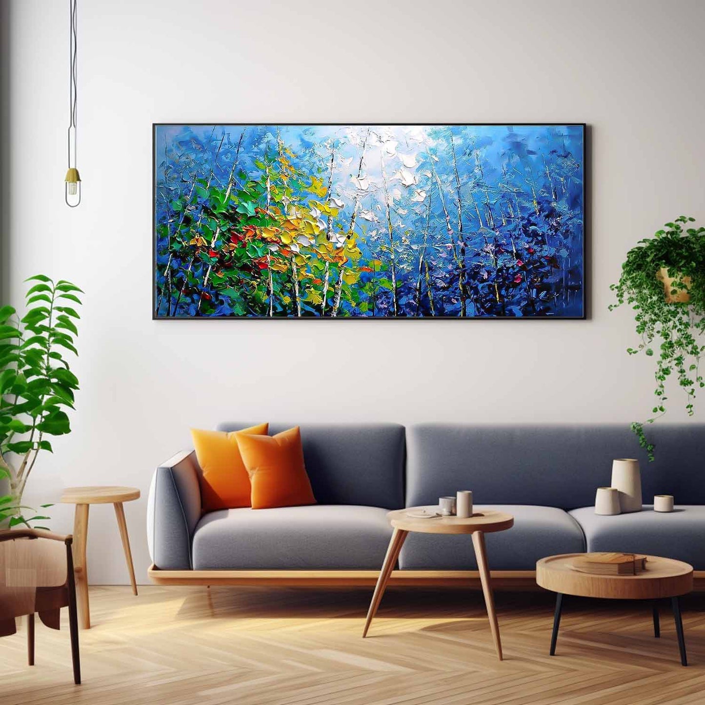 Vibrant Abstract Floral Oil Painting on Canvas for Home Decor