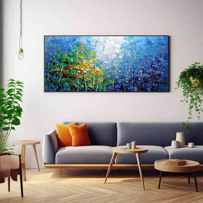 Vibrant Abstract Floral Oil Painting on Canvas for Home Decor