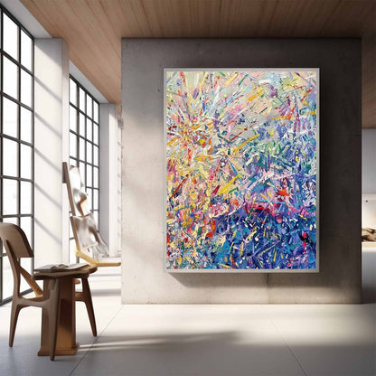 Vibrant Abstract Floral Oil Painting for Colorful Home Decor