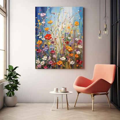 Vibrant Floral Oil Painting for Colorful Home Decor and Artistic Wall Art