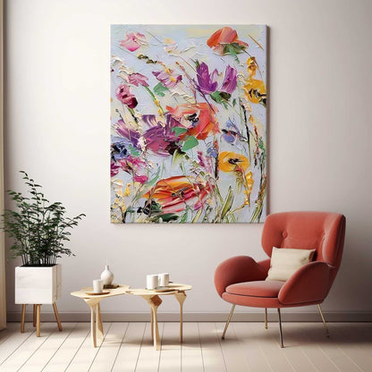Vibrant Floral Oil Painting for Colorful Home Decor and Art Lovers
