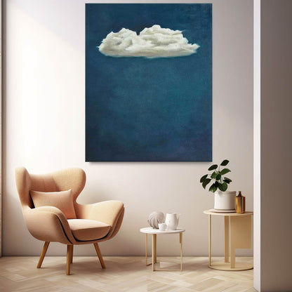 Serene Cloud Oil Painting on Canvas - Minimalist Wall Art for Tranquil Spaces