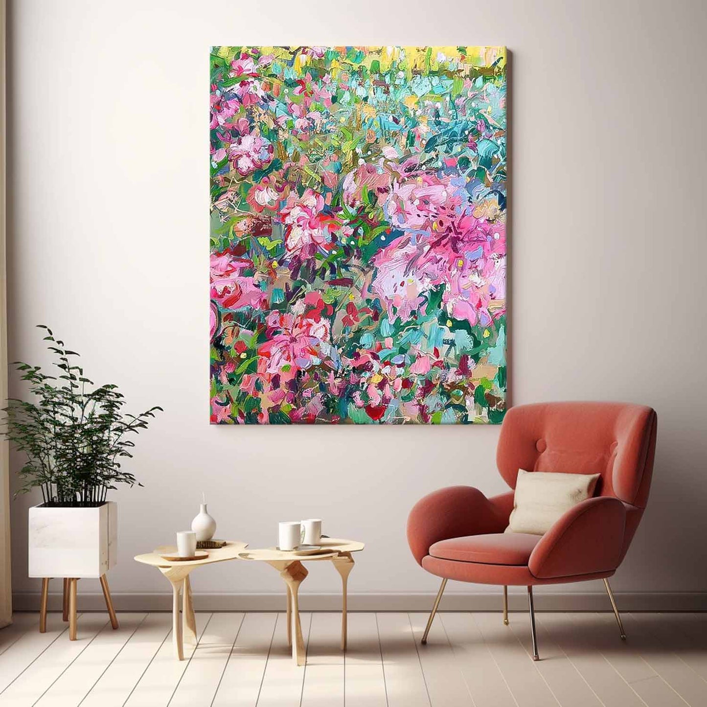 Vibrant Floral Oil Painting for Home Decor and Wall Art Aesthetic