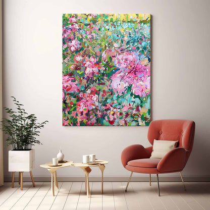 Vibrant Floral Oil Painting for Home Decor and Wall Art Aesthetic