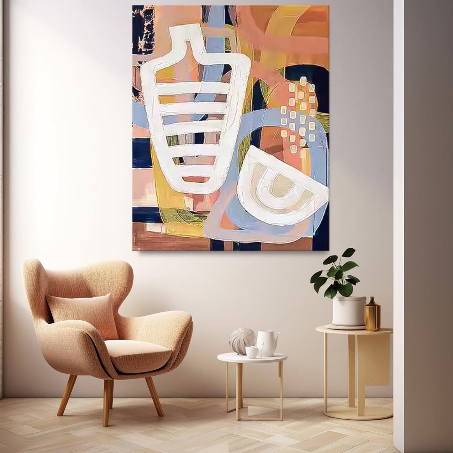 Abstract Geometric Oil Painting for Modern Home Decor and Art Enthusiasts