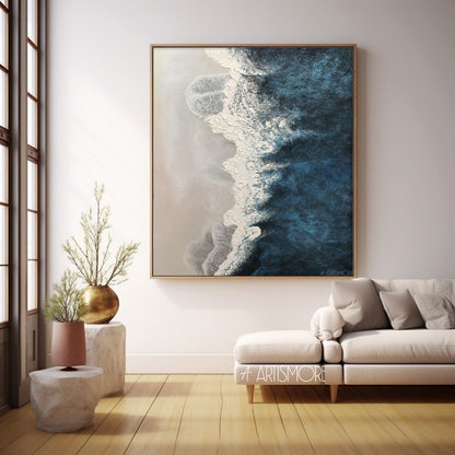 Tranquil Ocean Waves Oil Painting for Serene Coastal Home D√©cor
