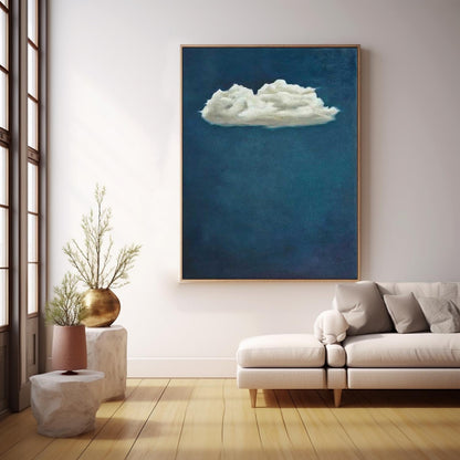 Serene Cloud Oil Painting on Canvas - Minimalist Wall Art for Tranquil Spaces