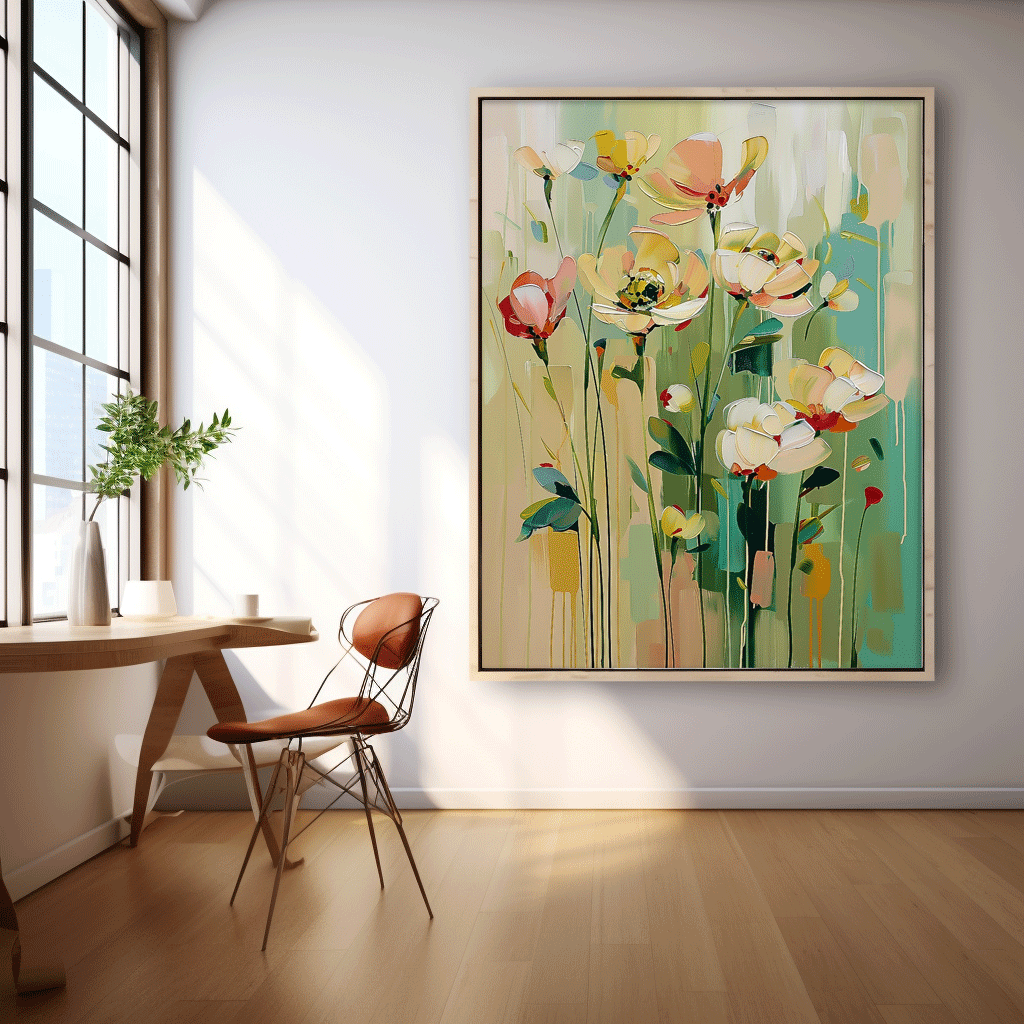 Vibrant Floral Oil Painting for Home Décor – Colorful Flower Art Canvas