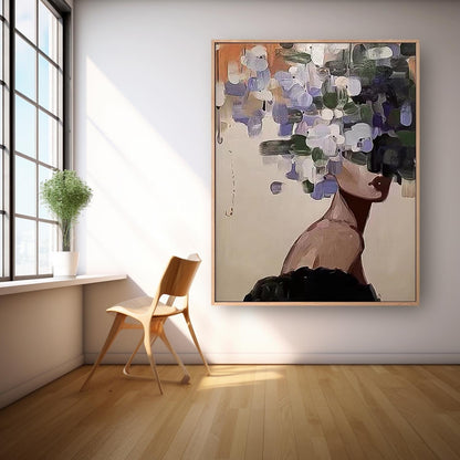 Abstract Floral Woman Oil Painting - Modern Art Canvas for Home D√©cor