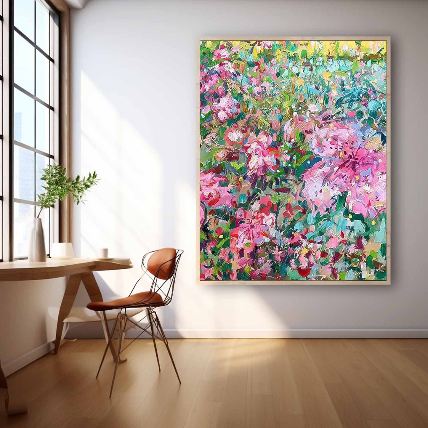 Vibrant Floral Oil Painting for Home Decor and Wall Art Aesthetic