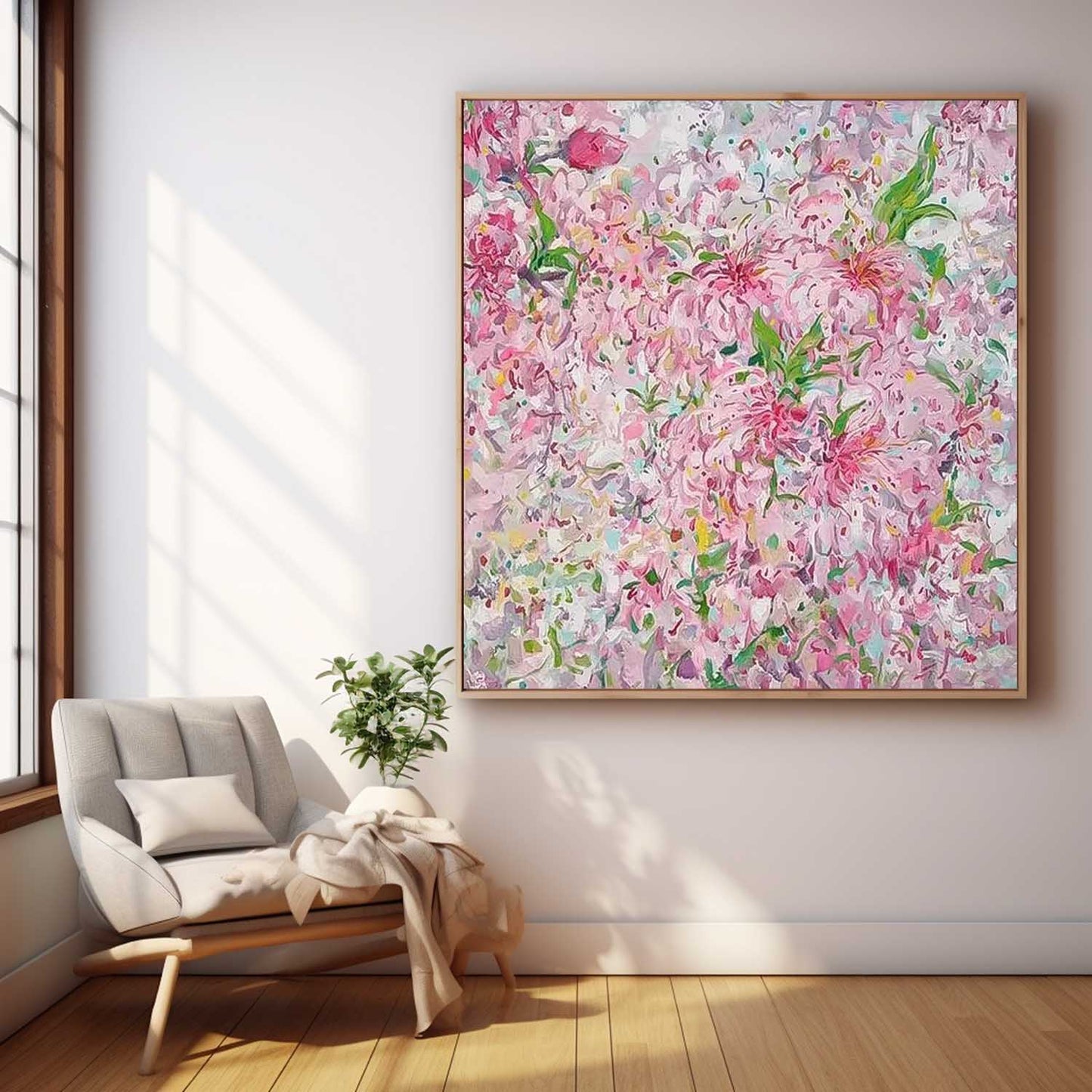 Vibrant Pink Floral Canvas Art for Elegant Home Decor
