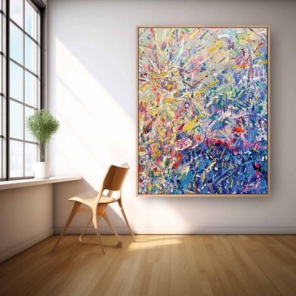 Vibrant Abstract Floral Oil Painting for Colorful Home Decor