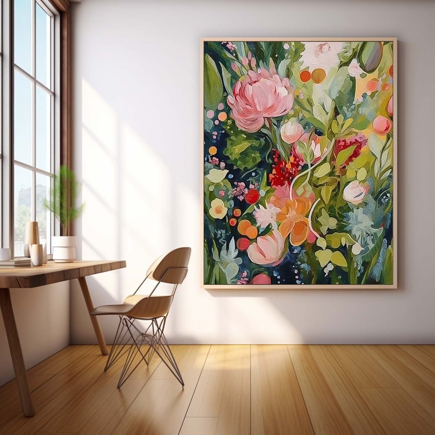 Vibrant Floral Oil Painting for Home Decor and Wall Art