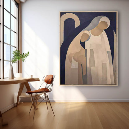 Abstract Motherhood Oil Painting | Elegant Canvas Art for Contemporary Spaces