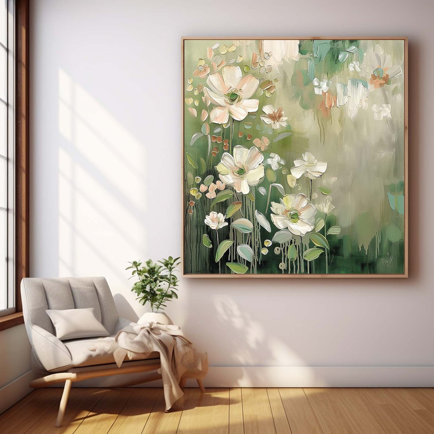 Vibrant Floral Oil Painting for Home Decor - Nature-Inspired Wall Art