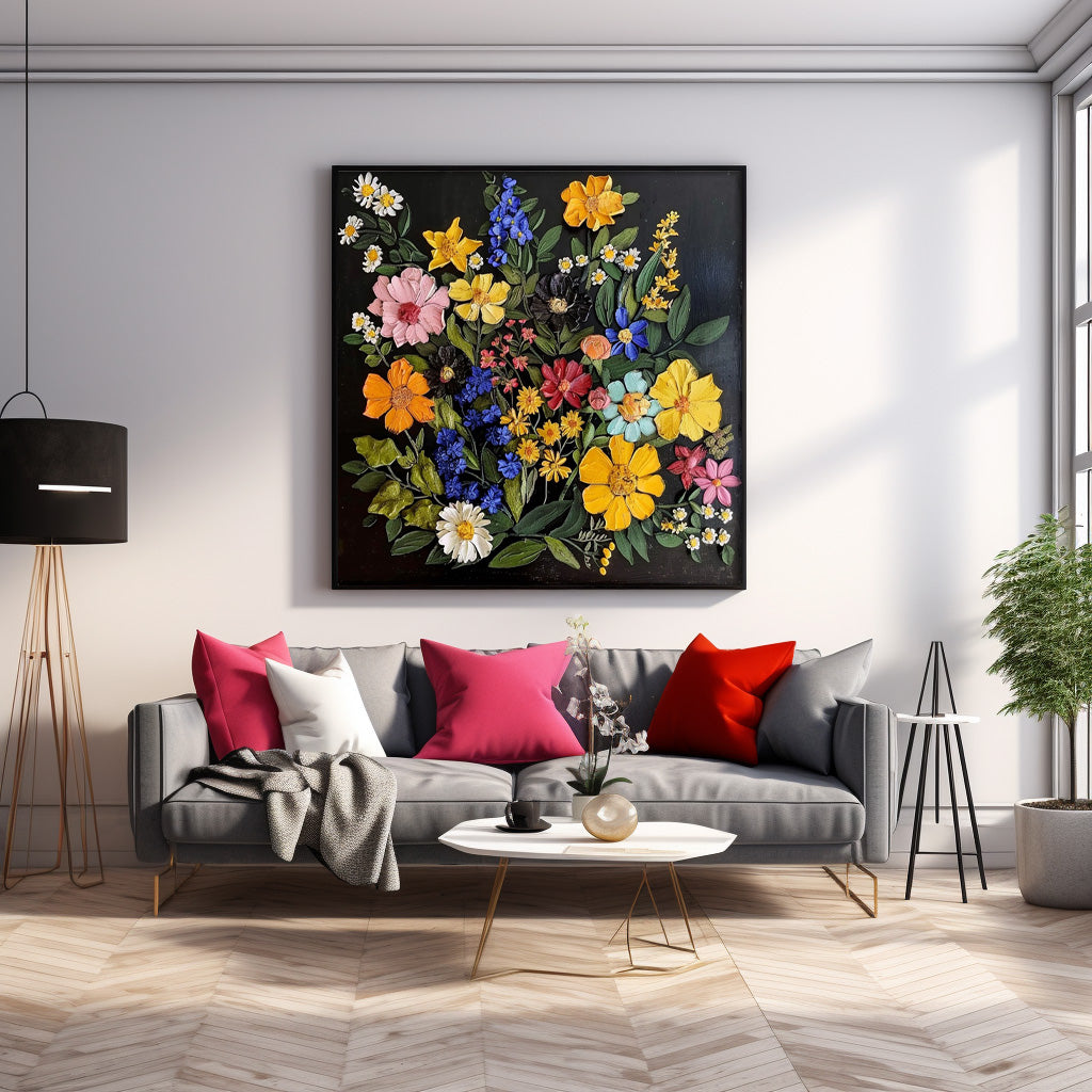Vibrant Floral Oil Painting for Home Décor and Art Lovers