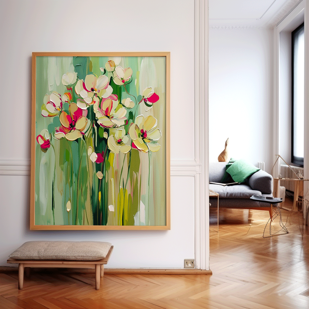 Vibrant Floral Oil Painting for Modern Home Decor and Art Lovers