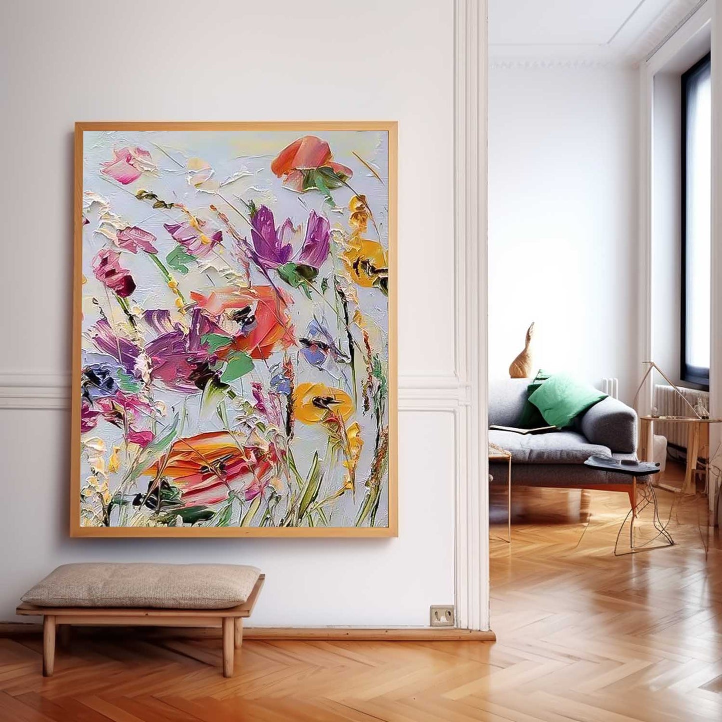 Vibrant Floral Oil Painting for Colorful Home Decor and Art Lovers